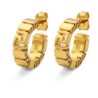 Versace Earrings, female, Yellow, Size: ONE SIZE Greca Motif Hoop