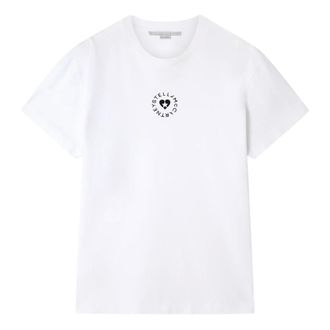 Stella McCartney Tops, Dames, Wit, L, Katoen, Iconic Mini Heart T-shirt