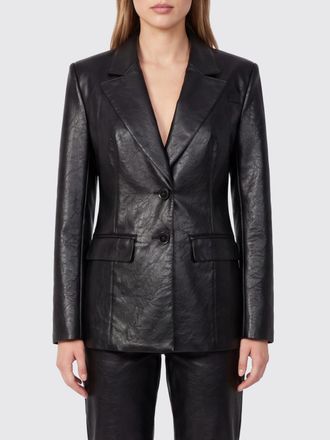 Patrizia Pepe Blazer corto in pelle sintetica con cut-out e rever a lancia