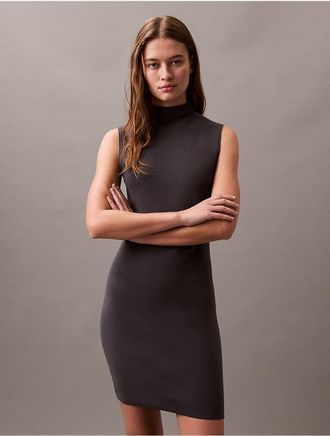 Calvin Klein Womens Tech Knit Sleeveless Mini Dress - Grey - XL