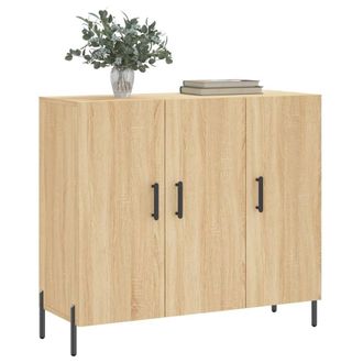 Berkfield Home Sideboard Sonoma Oak 90x34x80 cm Engineered Wood in Light Oak | Size: 90 x 34 x 80 cm
