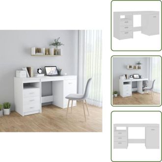 vidaXL The Living Store Scrivania Bianca 140x50x76 cm in Legno Multistrato - Scrivania da ufficio