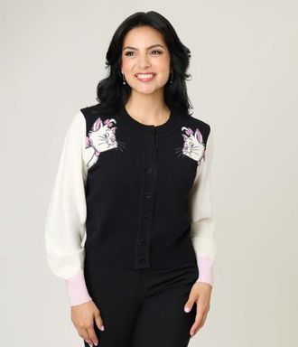 Unique Vintage 1950s Cropped Cardigan in Black & White Cat Print at Nordstrom, Size X-Large