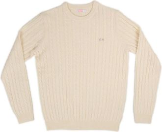 Sun 68 Truien & Vesten, Heren, Wit, L, Stijlvolle hoodies met rond kabelontwerp