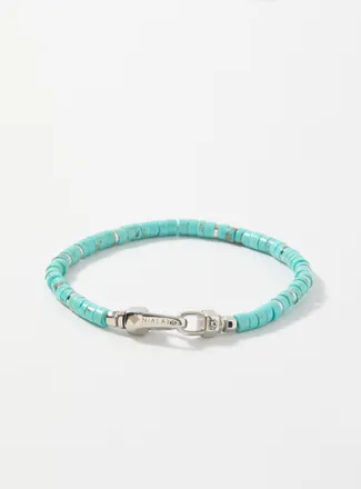 Nialaya Mens Turquoise disc bracelet