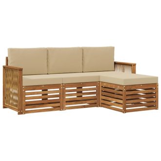 vidaXL Conjunto De Sof&aacute;s De Exterior Con Coj&iacute;n 4 Pcs Natural Y Beige Vidaxl