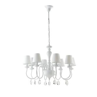 Netlighting ARTHUR 8 Light Chandeliers with Shades White Fabric Lampshade 88x60cm | Size: 88x60 cm