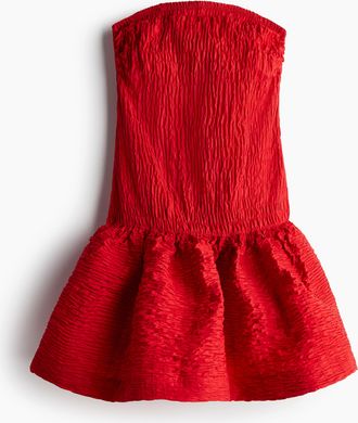 H&M Gesmoktes Bandeau-Kleid - Red