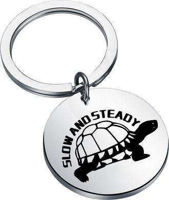 Generic Turtle Inspired Gift Tortoise Lover Gift Motivational Animal Charm Slow and Steady Keychain (SLOW AND Keychain)