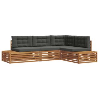 vidaXL Conjunto De Sof&aacute;s De Exterior 4 Pieza Natural Y Antracita Vidaxl