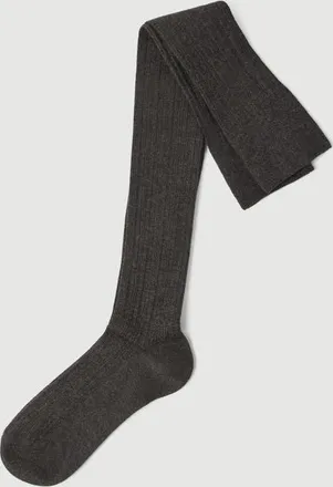 Brunello Cucinelli Stretch cashmere rib knit socks in Lignite at Nordstrom, Size Medium