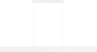 Beliani L&aacute;mpara Led Colgante Lineal De Metal 120 Cm Estilo Escandinavo Moderno Pantalla De Madera Blanco Y Marr&oacute;n Claro Mara