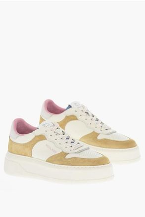 Woolrich Hammered Leather Low-Top Sneakers With Suede Details size 36,5