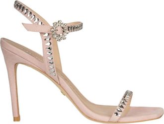 Stuart Weitzman Gemcut Sandalen met Hoge Hak - Dames - Sandalen met hakken - Beige - 39 EU - Su&egrave;de - Schoenen