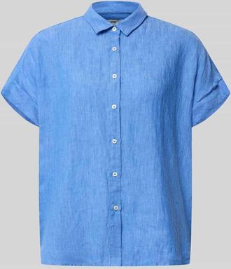 0039 Italy 0039 Italy Leinenbluse mit Knopfleiste Modell DOLLY in Bleu, Gr&ouml;&szlig;e XXL