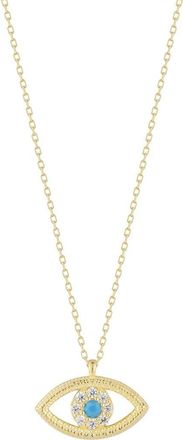 Sphera Milano CZ & Turquoise Evil Eye Pendant Necklace in Gold at Nordstrom Rack