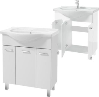 OEM Mueble De Ba&ntilde;o Independiente Con Lavabo 75 Cm, Blanco Macizo Mea