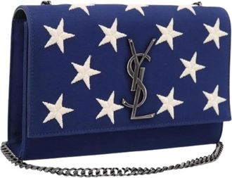Saint Laurent Pre-owned Vintage Canvas Shoulder Bag - Dames - Vintage Schoudertas - Blauw - ONE Size - Vintage