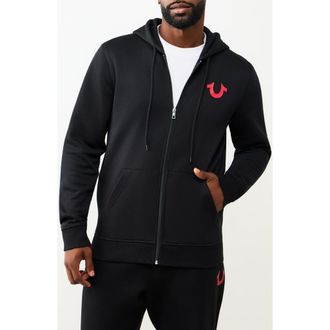 True Religion Wreath Buddha Zip Hoodie in Jet Black at Nordstrom Rack, Size X-Large