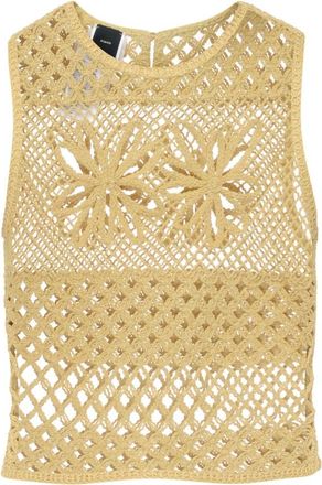 Pinko Pinko, Truien & Vesten, Dames, Geel, M, Fantasy Net Top voor Vrouwen