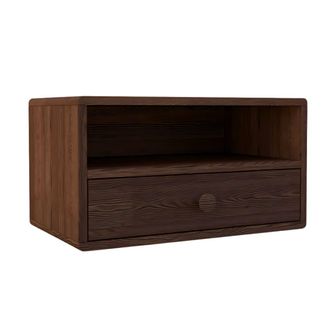 Woodek Mesita de noche con caj&oacute;n en haya marr&oacute;n