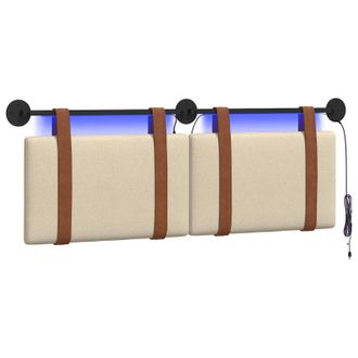 vidaXL Cabecero Colgante Con Luz Led Crema Pu Antiguo Vidaxl