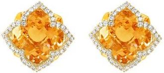 Effy 14K Yellow Gold Citrine Diamond Halo Stud Earrings in 14K Gold at Nordstrom