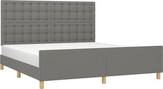 vidaXL Vidaxl - Estructura De Cama Con Cabecero Tela Gris Oscuro 180x200 Cm