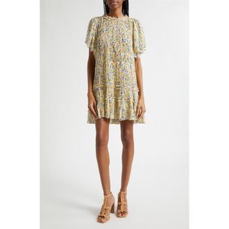Ulla Johnson Ryla Floral Silk Shift Dress in Daffodil at Nordstrom, Size 00