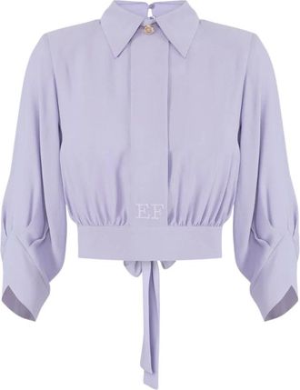 Elisabetta Franchi Georgette Blouse met Strikceintuur - Dames - Overhemden - Paars - L - Overhemden