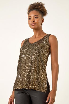 Roman Sequin V-Neck Vest Top