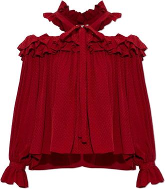 Chlo&eacute; Camicetta in seta con volant - - Blouses & Shirts - Donna - Rosso - S