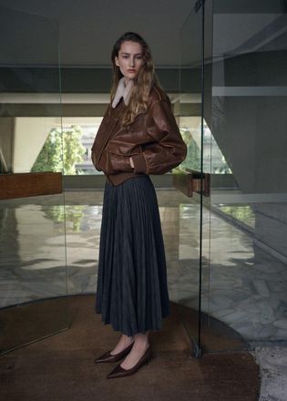 Mango Gonna plissettata quadri grigio - Donna - 38 - MANGO