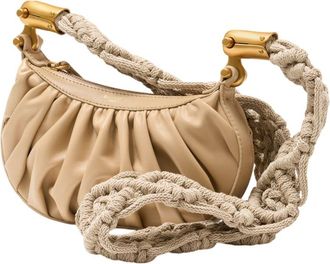 Balmain Womens Ebene Mini Crossbody Bag Beige Calfskin