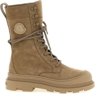 Moncler Light Brown Lace Up Boots