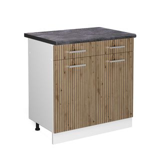 Vicco Mueble Bajo De Cocina R-line, Roble Artesanal, 80 Cm, Et Antracita