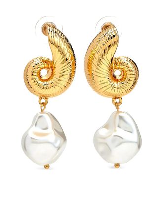 Kenneth Jay Lane Seashell Pearl earrings - women - Gold Plated Brass/Mother of Pearl - One Size