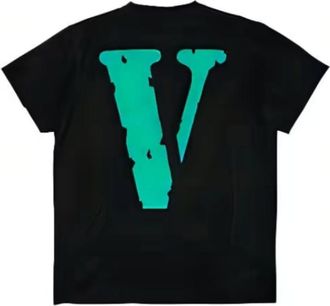 Vlone Large V Alphabet Short Sleeve Tee Black Green VLTE17SS003-BLACK