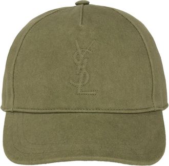 Saint Laurent Cassandre Cap - Heren - Petten - Groen - 59 CM - Katoen - Accessoires