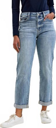 Judy Blue Billie Boyfriend Mid Rise Jeans In Light Iced Indigo