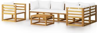 vidaXL Muebles De Jard&iacute;n 7 Pzas Cojines Crema Madera Maciza De Acacia Vidaxl