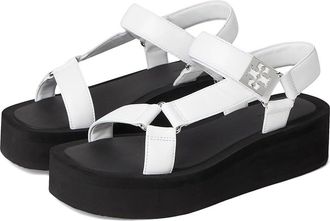 Tory Burch Mellow Platform Sandal Womens Sandals Optic White/Silver/Perfect Black : 10 M, Leather/Rubber