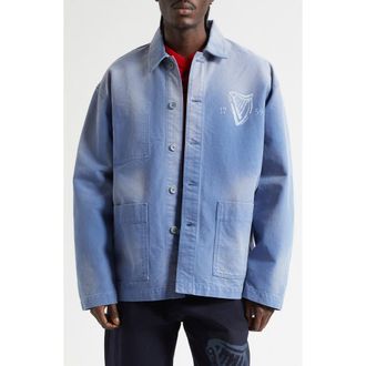 J.W.Anderson x Guinness Cotton Canvas Chore Jacket in Cornflower Blue at Nordstrom, Size X-Large