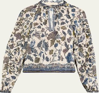 Ulla Johnson Azrou Floral Long-Sleeve Ruffle Blouse
