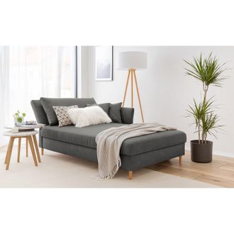 Ars Natura home24 Ars Natura Recamiere Hillarys III Grau Microfaser 110x44x220 cm mit Bettkasten