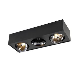 QAZQA Moderno Foco De Dise&ntilde;o Negro Cuadrado 3 Luces - Kaya Aluminio Alargada Adecuado Para Led Max. 3 X 3 Watt - Qazqa