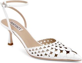 Badgley Mischka Omelia Ankle Strap Pump in White Patent at Nordstrom, Size 8.5