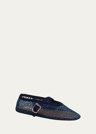 Alaia Crystal Mesh Ballet Flats