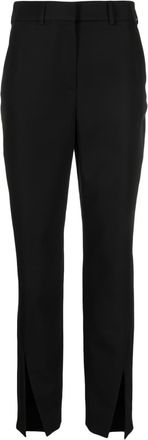 Balmain slit-detail wool trousers - women - Cotton/Viscose/Wool - 36 - Black