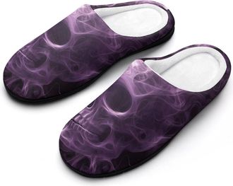 Generic Smoke Skull Womens Slippers Warm House Slippers Indoor House Shoes with Anti-Skid Rubber Sole